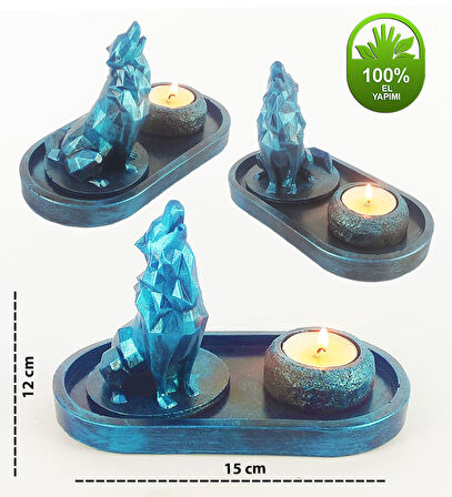 Uluyan Kübik Kurt Çubuk Tütsülük ve Tealight (Mavi)