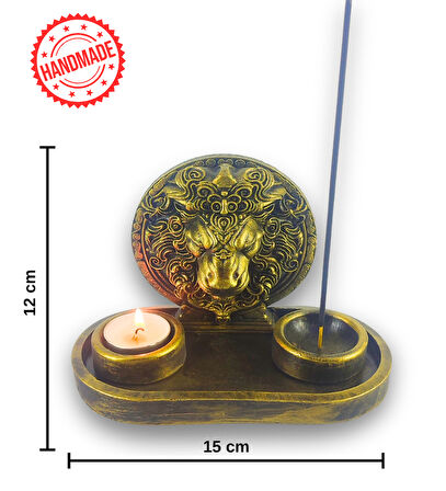 Aslan Çubuk Tütsülük ve Tealight (Altın)