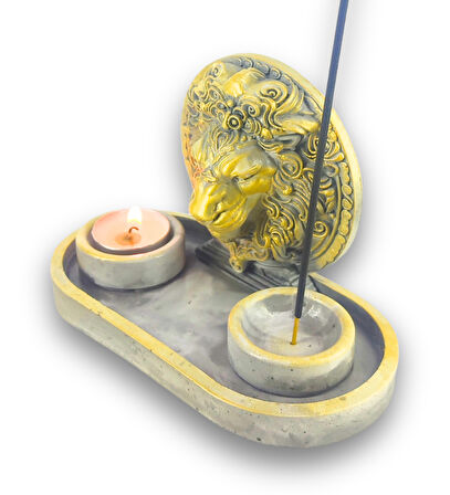 Aslan Çubuk Tütsülük ve Tealight (Beyaz)