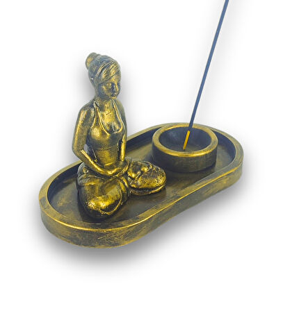 Yogacı Kız Çubuk Tütsülük ve Tealight (Altın)