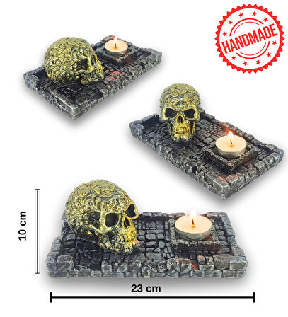 Kuru Kafa Küçük Çubuk Tütsülük ve Tealight (Altın)