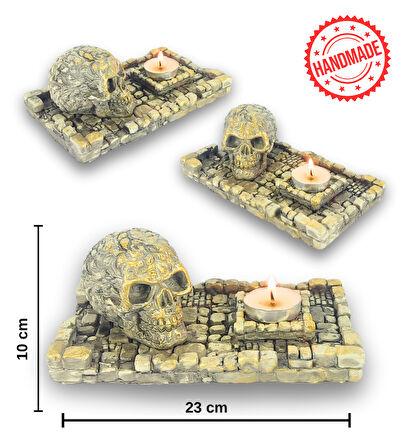 Kuru Kafa Küçük Çubuk Tütsülük ve Tealight (Beyaz)