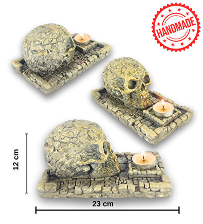 Kuru Kafa Büyük Çubuk Tütsülük ve Tealight (Beyaz)