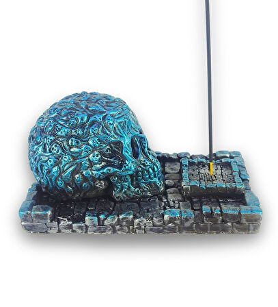 Kuru Kafa Büyük Çubuk Tütsülük ve Tealight (Mavi)