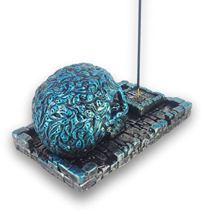 Kuru Kafa Büyük Çubuk Tütsülük ve Tealight (Mavi)