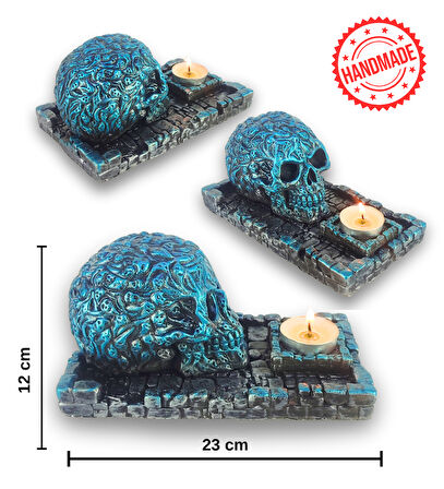 Kuru Kafa Büyük Çubuk Tütsülük ve Tealight (Mavi)