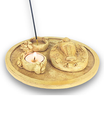 Antik Mısır Daire Sarcophagus Lahit Çubuk Tütsülük ve Tealight