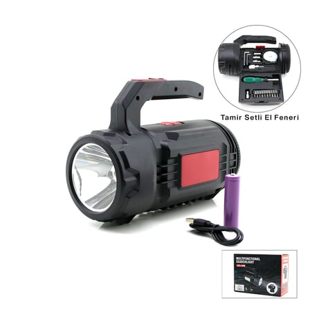 2İN1 19PCS = TAMİR - HIRDAVAT SETİ EL FENER - PROJEKTÖR LED + COB USB - TYPE-C - PİL ŞARJLI HS-310 (