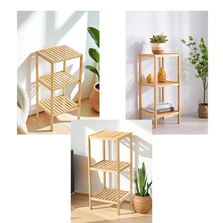 ÇOK AMAÇLI RAF - ORGANİZER 3 KATLI AHŞAP - BAMBU 36X32X80CM (5332)