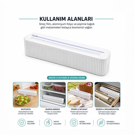 PLASTİK FOLYO - STREÇLİK FİLM KESİCİ 35CM PRATİK KESME APARATLI MANYETİK SABİTLEME (5332)