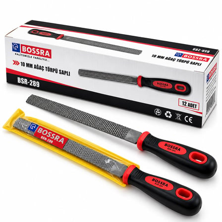 12 ADET 10 INC İNC BALIK SIRTI AĞAÇ - METAL TÖRPÜSÜ METAL EĞE KAUÇUK PLASTİK SAPLI (5332)