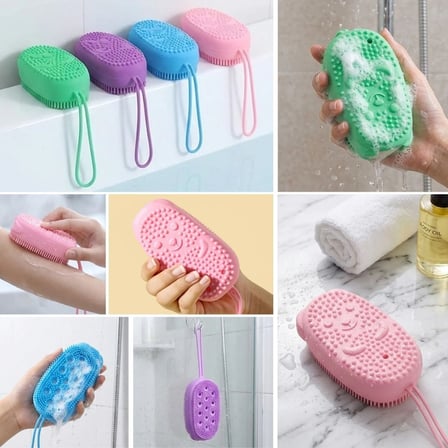 Peeling Etkili Süngerli Silikon Banyo Lifi – Asma Kancalı Duş Kesesi (5332)