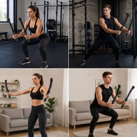 2&amp;apos;li Battle Rope Titreşimli Egzersiz Çubuğu, Yaylı Dalga Mekanizmalı Kol, Omuz, Göğüs, Sırt