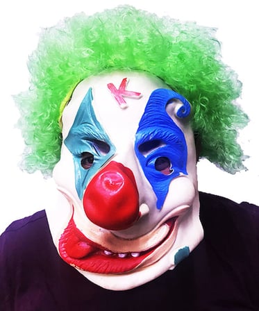 Yeşil Renk Afro Bonus Peruklu Palyaço Lateks Et Maske (5332)