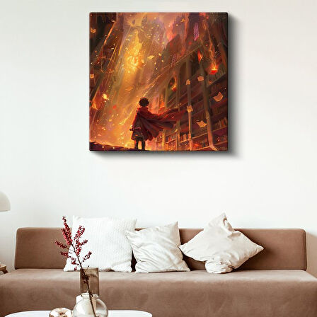 Alev Kütüphanesi - Kırmızı Pelerin Anime Kanvas Tablo