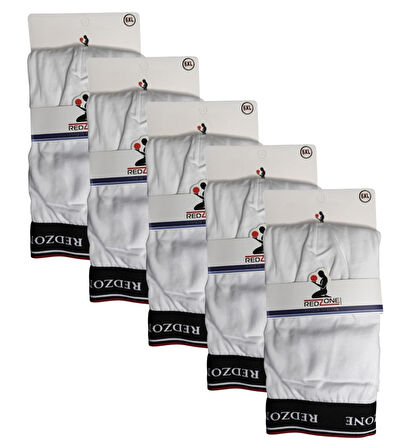 5 Adet Büyük Beden Redzone Likralı Boxer Beyaz