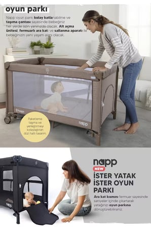 Napp 6 In 1 Anne Yani Park Yatak Oyun Parkı ve Yatak 70X120 XL