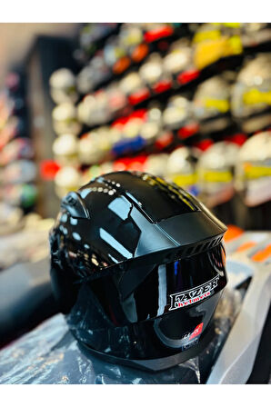 Fazer Siyah Vizör Shin Black Full Face Güneş Vizörlü Motosiklet Kaskı