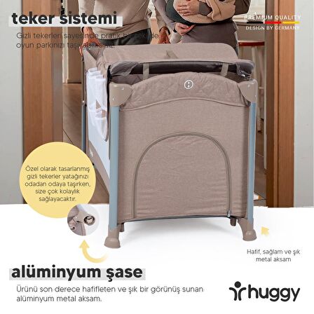 Huggy Napp 8 In 1 Anne Yani Park Yatak Oyun Parkı Siyah(Yatak Hediyeli)