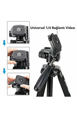 Q222 Profesyonel Tripod-Monopod, Telefon Tutucu ve Çanta Hediyeli