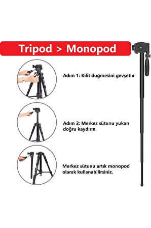 Q222 Profesyonel Tripod-Monopod, Telefon Tutucu ve Çanta Hediyeli