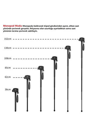 Q222 Profesyonel Tripod-Monopod, Telefon Tutucu ve Çanta Hediyeli
