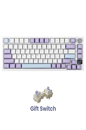 AK820 PRO Mekanik Oyun Klavyesi,3 Modlu TFT Renkli Ekran  ve CNC Düğmeli 81 Tuş,RGB Aydınlatma