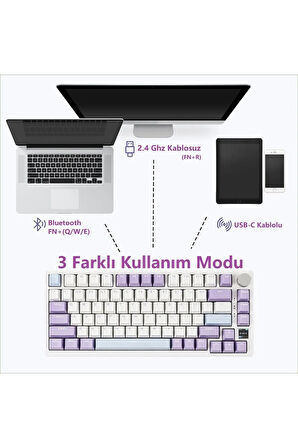 AK820 PRO Mekanik Oyun Klavyesi,3 Modlu TFT Renkli Ekran  ve CNC Düğmeli 81 Tuş,RGB Aydınlatma