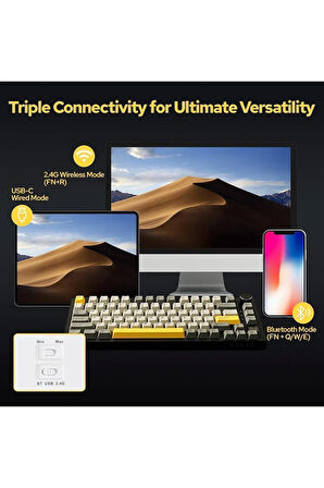 AK820 PRO Mekanik Oyun Klavyesi,3 Modlu TFT Renkli Ekran  ve CNC Düğmeli 81 Tuş,RGB Aydınlatma