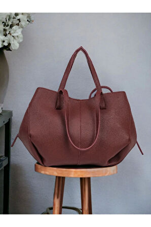 Robin Bordo Big Shopper Cüzdanlı Kadın Omuz Çantası