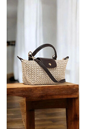 Laurel Acı Kahve/Hasır El Dokuma Kadın Mini Bag