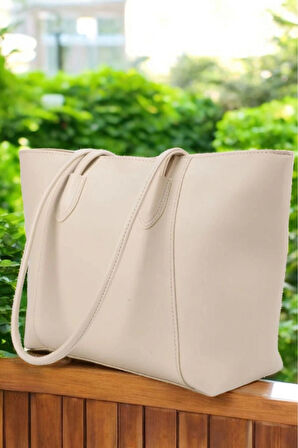 Monalisa Krem Retro Shopper Kadın Omuz Çantası