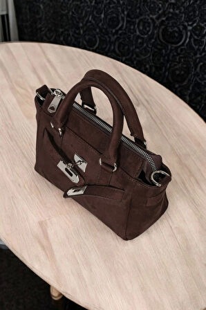 Harmony Acı Kahve Süet Önden Kilit Detaylı Mini Kadın El Kol Ve Omuz Çantası