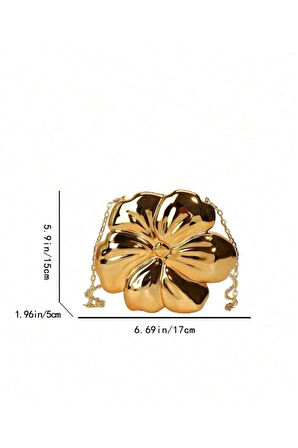 Flower Gold Zincir Askılı Portföy Kadın El Ve Omuz Çantası