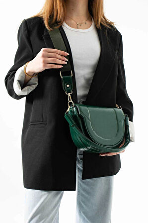 Medusa Yeşil Kontrast Dikişli Kolon Askılı Kadın Omuz Çantası