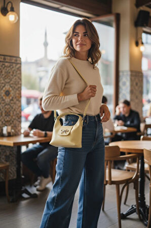 Ribbon Sarı Mini Kadın El Kol Ve Omuz Çantası