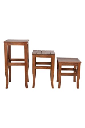 Refilya Masif Ahşap Tabure Mini 35cm Ceviz Doğal Kayın Ağacı