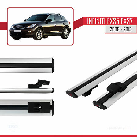Infiniti EX35 EX37 2008-2013 Arası ile Uyumlu BASIC Model Ara Atkı Tavan Barı Gri 2 Adet