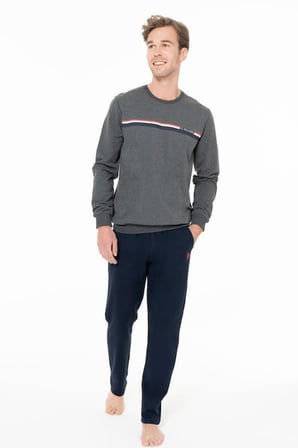 Erkek Bisiklet Yaka Uzun Kollu Pijama Takımı S26925 RAHAT KUMAŞ