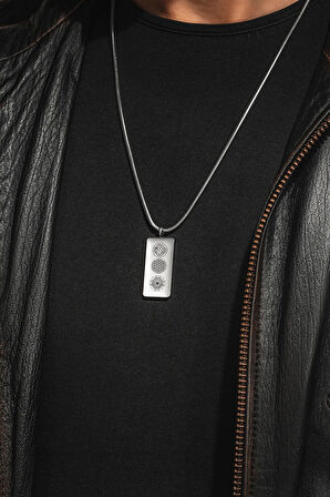 Kadın Erkek Zincir Kolye - Hz Süleyman Mührü, Yaşam Çiçeği, Sri Yantra İşlemesi, Paslanmaz Çelik