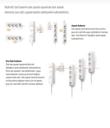 Viko 3'lü Grup Priz 13 Metre Beyaz 3x1,5 Mm Kalın Kablolu Uzatma Kablosu