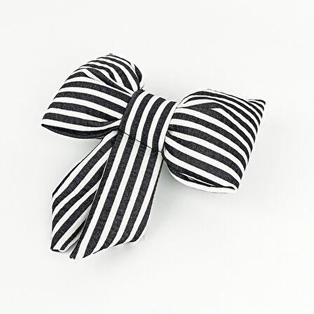 Woodycord  İçi Dolgulu Büyük Boy Çizgili Fiyonk Otomatik Toka - Bow toka