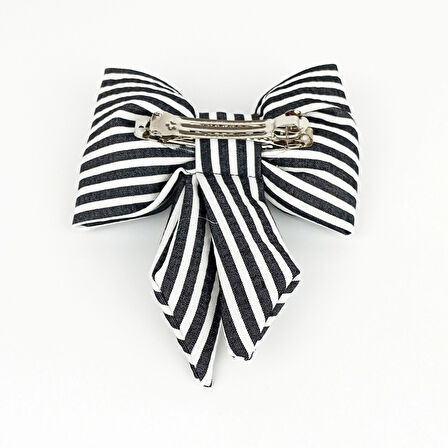 Woodycord  İçi Dolgulu Büyük Boy Çizgili Fiyonk Otomatik Toka - Bow toka