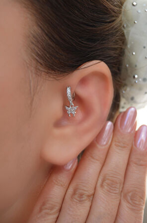 6 mm Kelebekli Halka Piercing Forward Helix Tragus Kıkırdak Helix Piercing