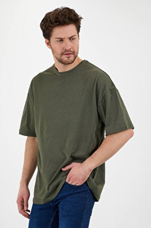 Unisex Pamuklu Turuncu Bisiklet Yaka Oversize T-shirt