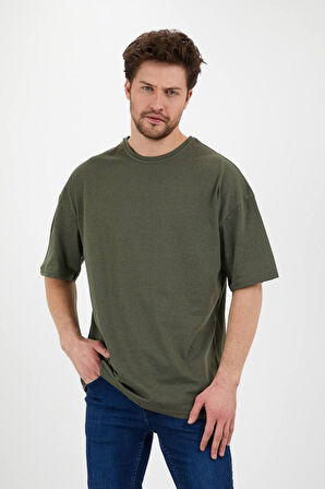 Unisex Pamuklu Turuncu Bisiklet Yaka Oversize T-shirt