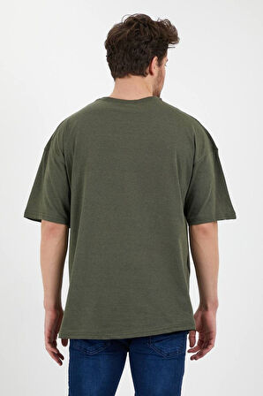 Unisex Pamuklu Turuncu Bisiklet Yaka Oversize T-shirt