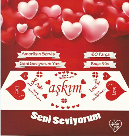 Romantik  Masa Süslemesi Kırmızı Keçe Seti 2 Kişilik Keçe seti aşk seti