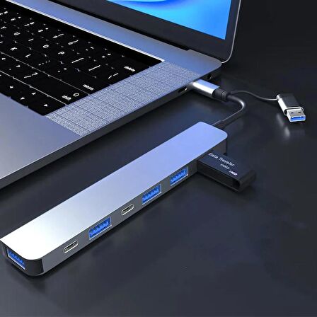7 In 1 Usb/Type-C To USB A+Usb C-Usb 2.0/3.0 Çift Uçlu Çevirici Adaptör Çok Portlu Çoklayıcı Usb Hub
