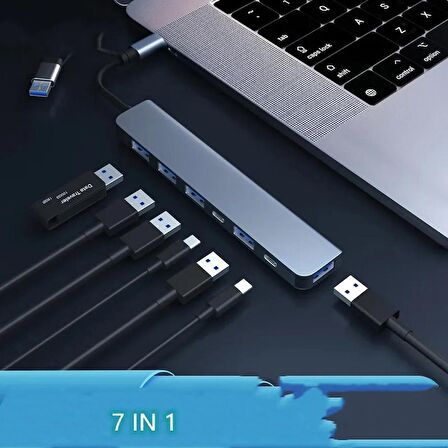 7 In 1 Usb/Type-C To USB A+Usb C-Usb 2.0/3.0 Çift Uçlu Çevirici Adaptör Çok Portlu Çoklayıcı Usb Hub